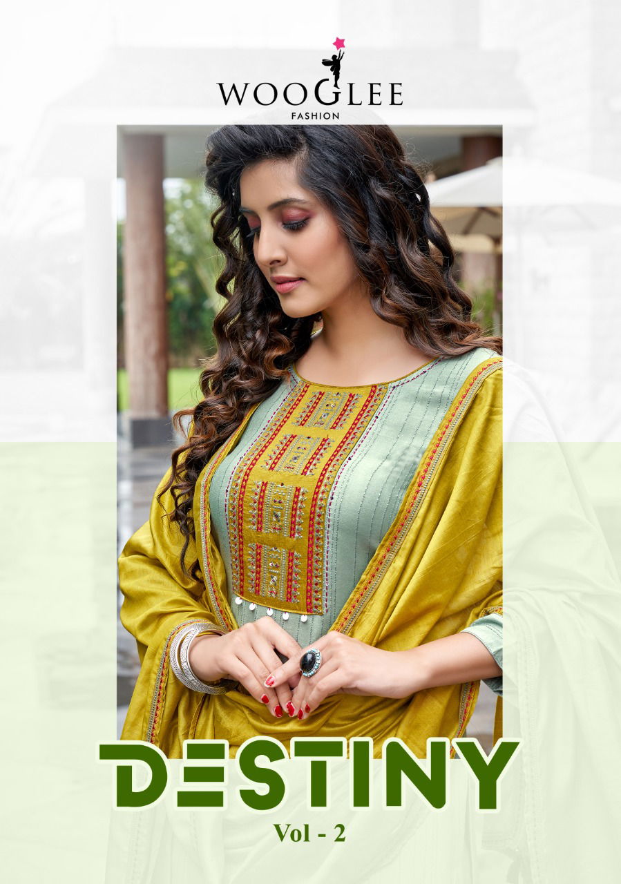 Wooglee Destiny 2 Festive Wear Heavy Fancy Viscose Weaving With Lurex Kurti With Botton And Dupatta